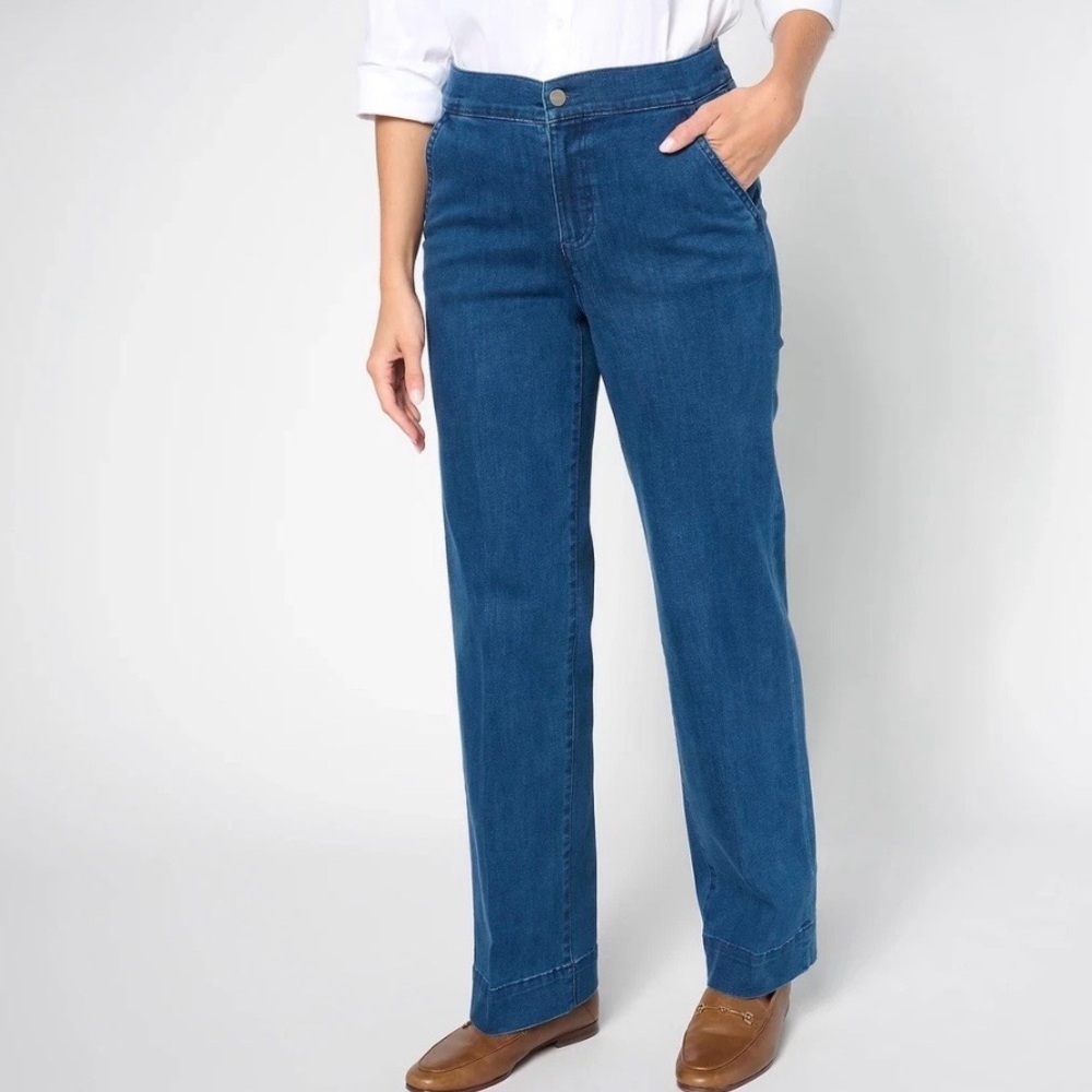 Denim & Co. Signature Perfect Flex Trouser Jean Medium Wash Women’s 16P NWT